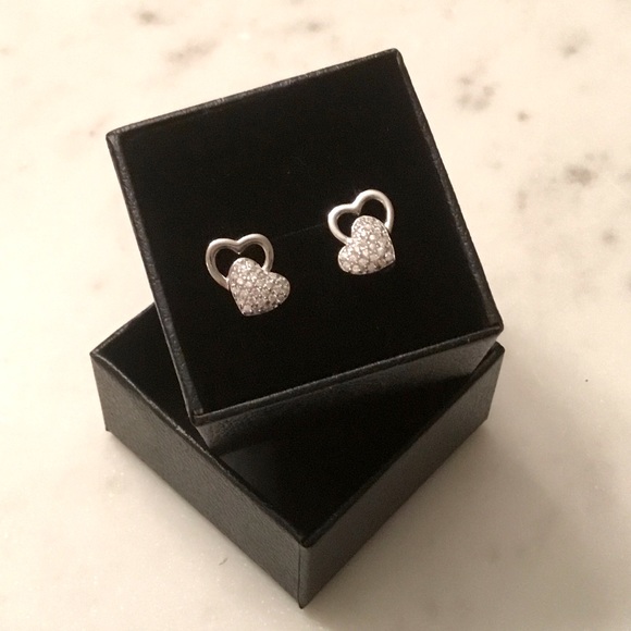 Sterling Silver Cz Heart Earrings - Picture 9 of 16